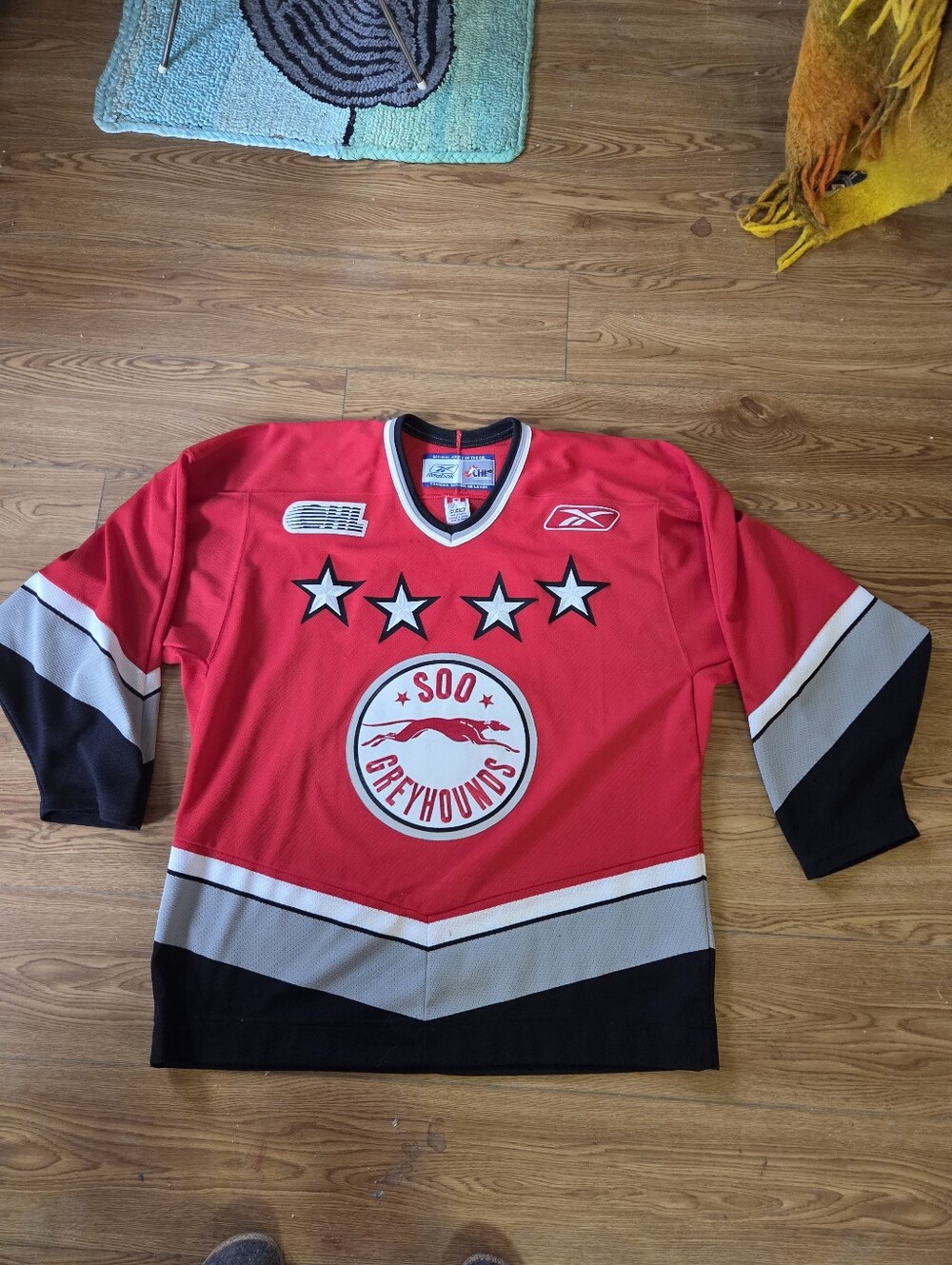 Vintage Soo Greyhounds Reebok OHL Hockey Jersey Red Men's Size L CHL